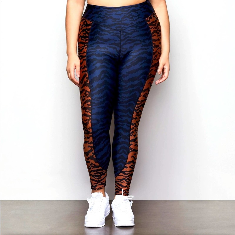 GOOD AMERICAN oasis animal print leopard blue black brown leggings size 6 (3XL)